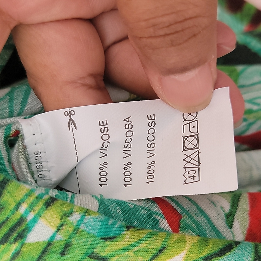 Viscose Made in Brazil green Tropical print dress size Medium - Picture 5 of 11